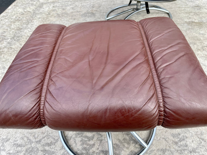 Vintage Ekornes Stressless Recliner Chair and Ottoman