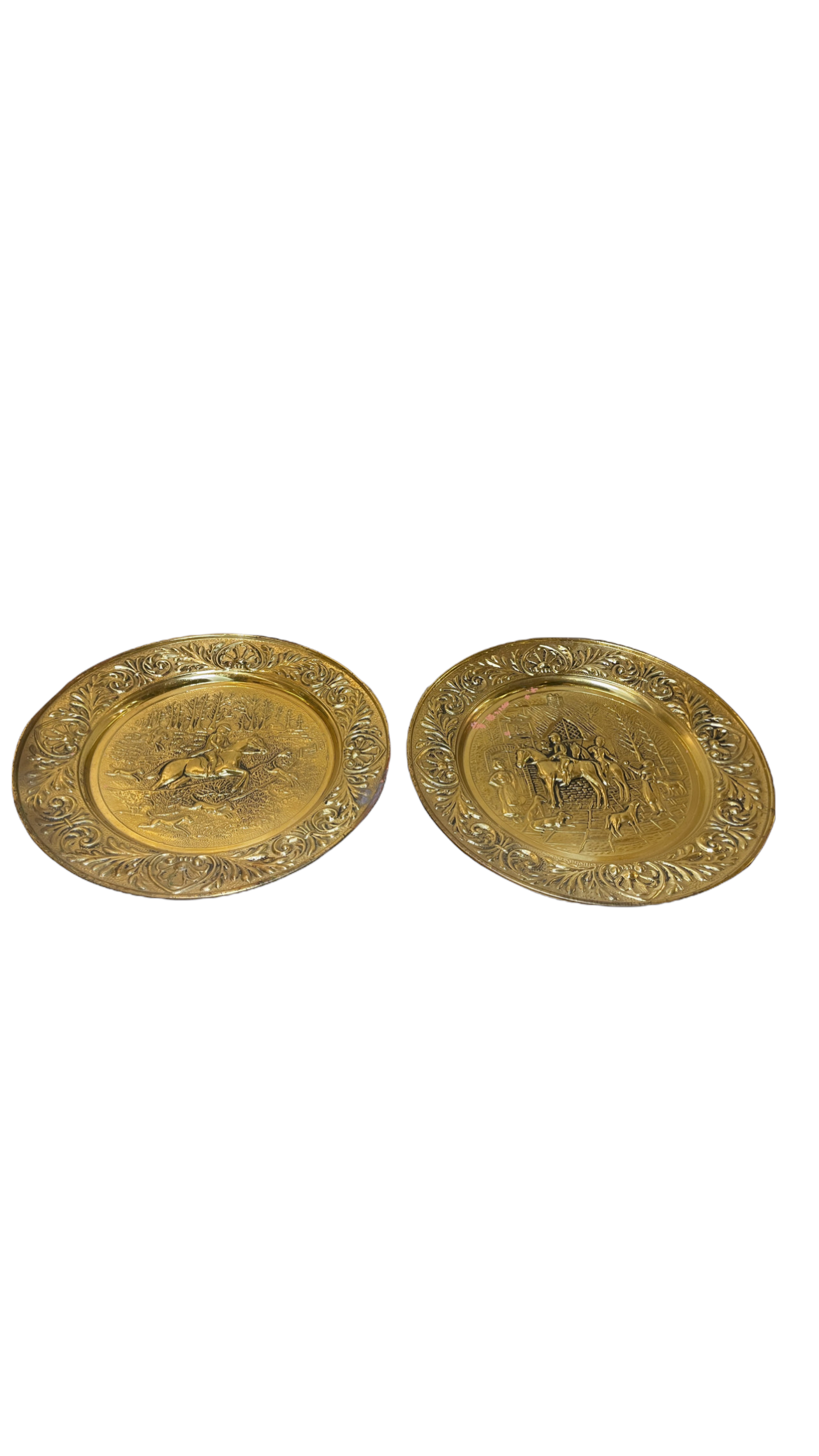 Hammered Brass Equestrian Decorative Plates