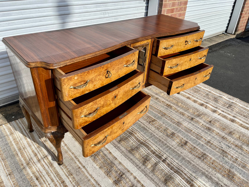 Baroque Antique Italian Burled Walnut Sideboard