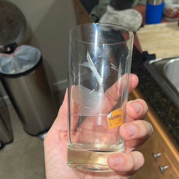 Vintage Etched Whale Highball Glasses
