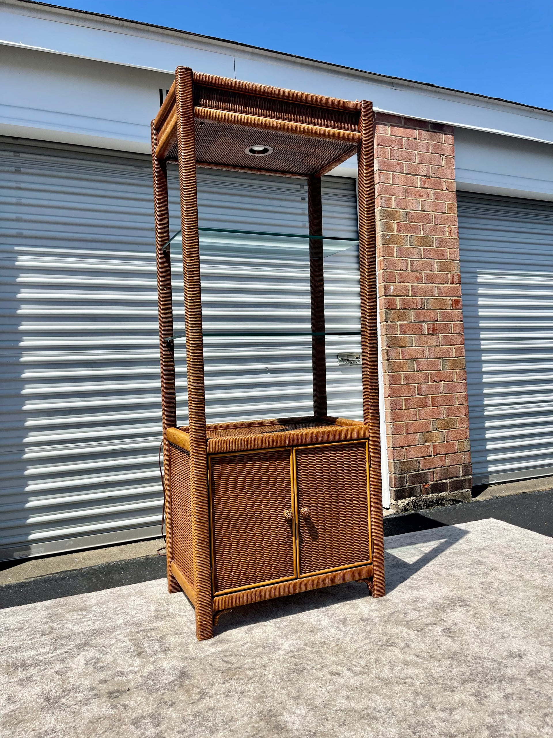 Bamboo and Rattan Boho Etagere
