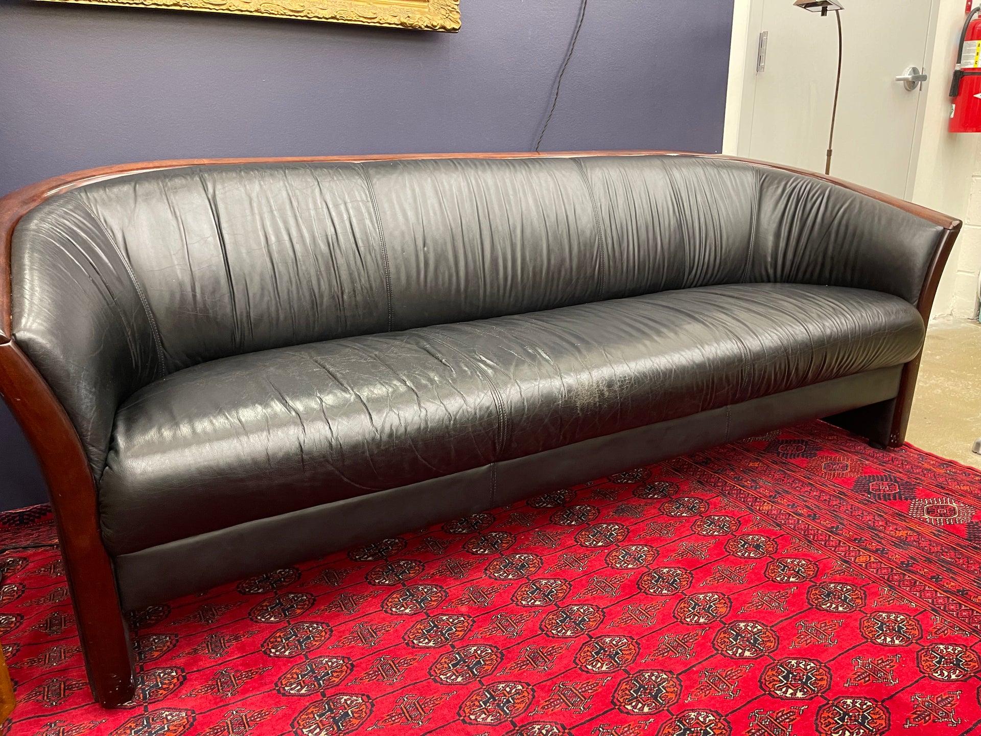Ekornes Scandinavian Rosewood and Leather Sofa