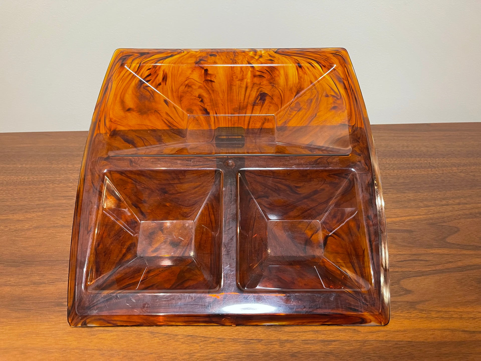 Mid Century Plastic Tortoise Shell Party Tray Server