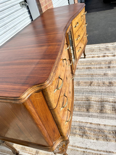 Baroque Antique Italian Burled Walnut Sideboard