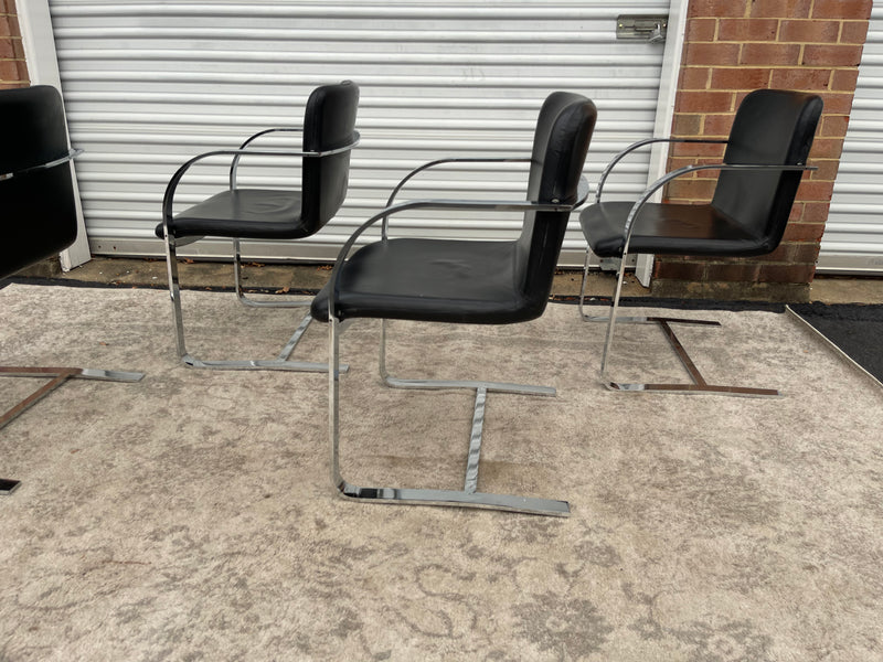 Knoll Brno Style Leather and Chrome Chairs