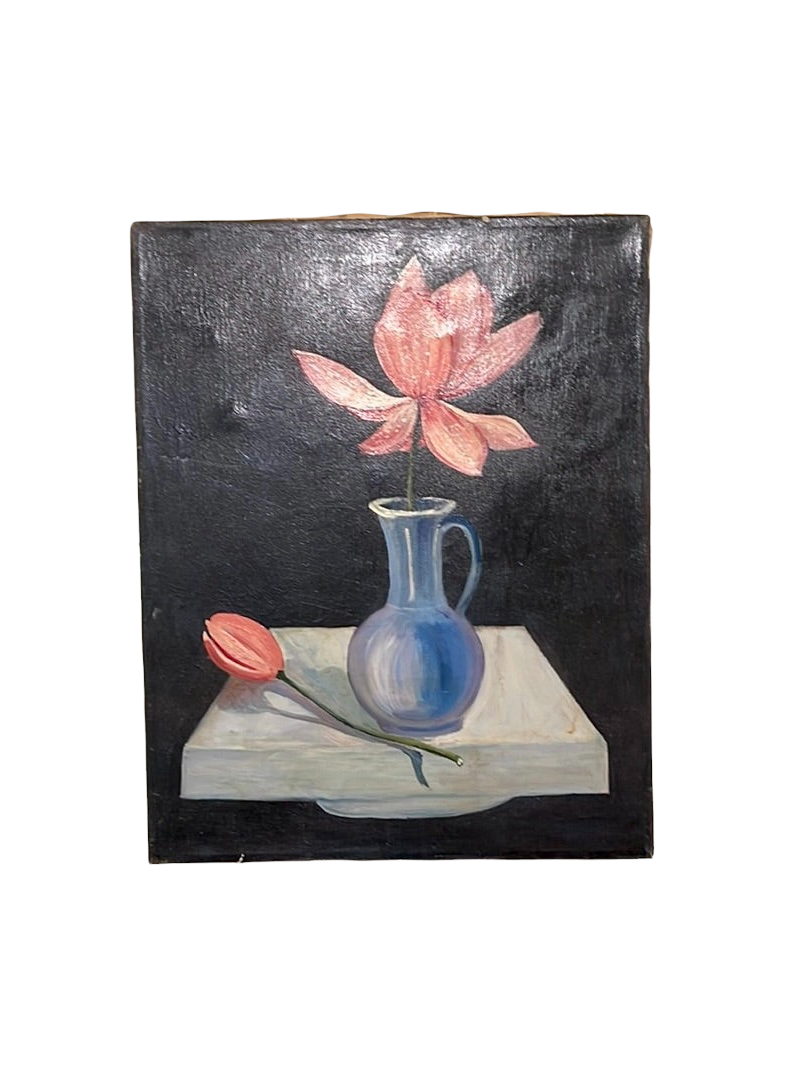 Winnie Reighard 1956 Lotus Flower Painting