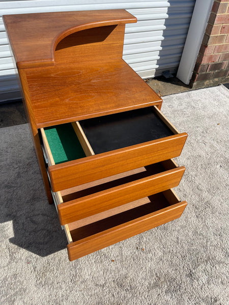 Danish Modern Two Tiered Teak Nightstand by Mobican