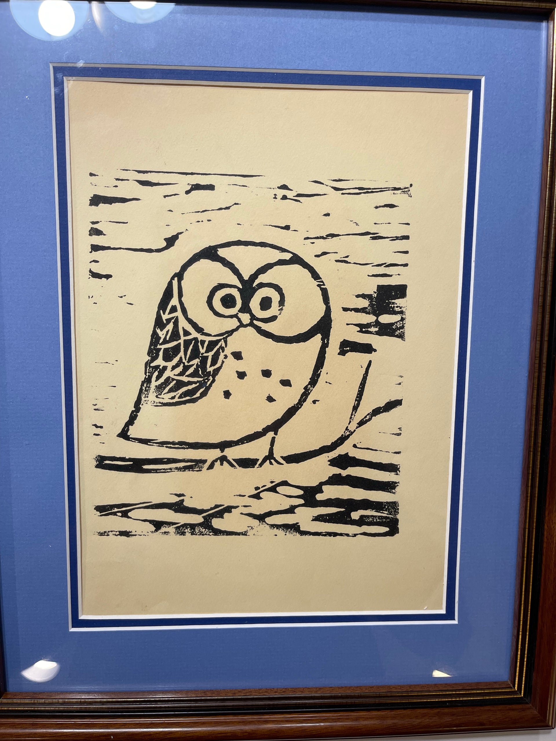 Tuffli Woodblock Owl Print