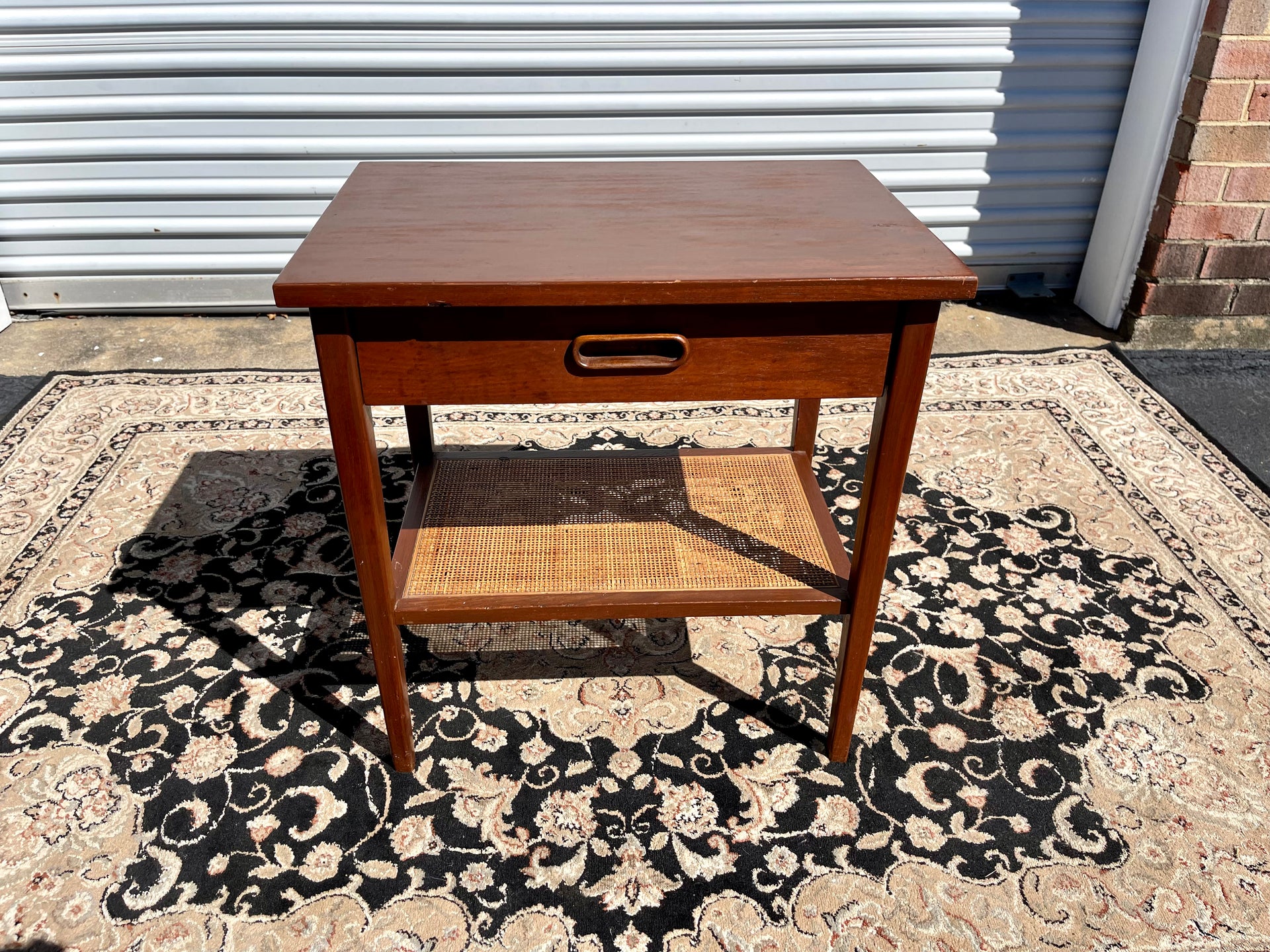 Midcentury Modern Caned Side Table