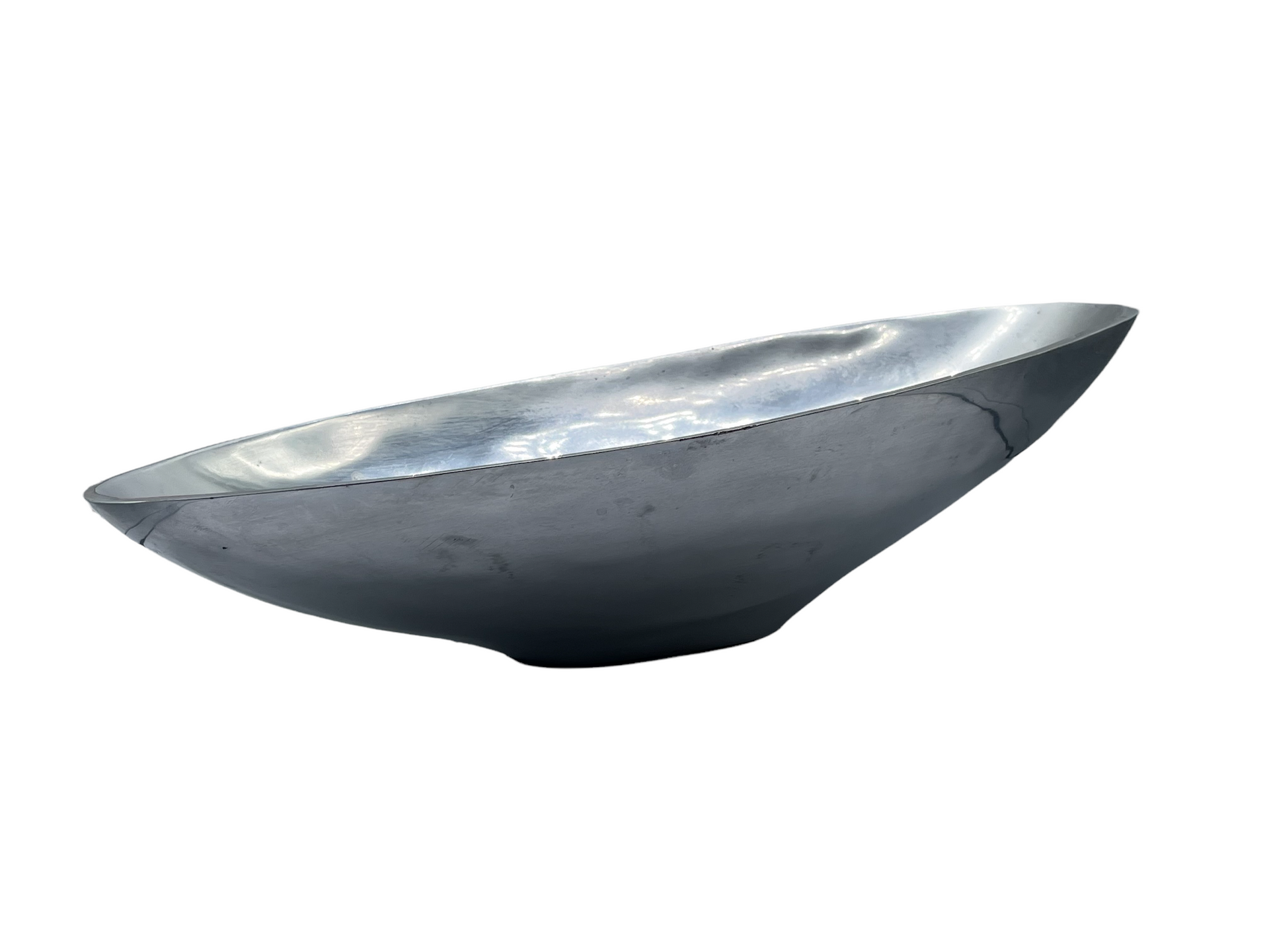 Vintage Oval Bowl Silver Pewter Anna Everlund Angled Mid Century Modern