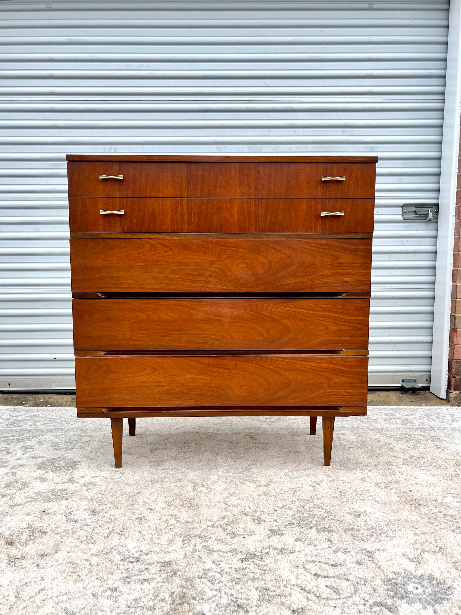 Mid Century Bow Tie Tallboy Dresser