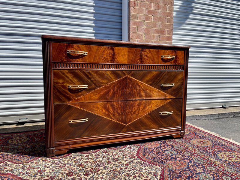 Art Deco Lowboy Dresser with Mirror