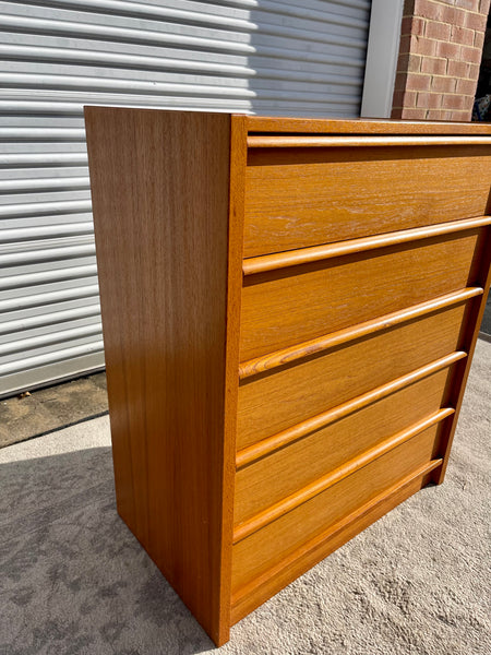 Danish Teak Tallboy Dresser