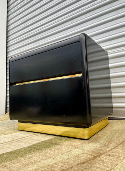 Lane Black Lacquer & Brass Side Table