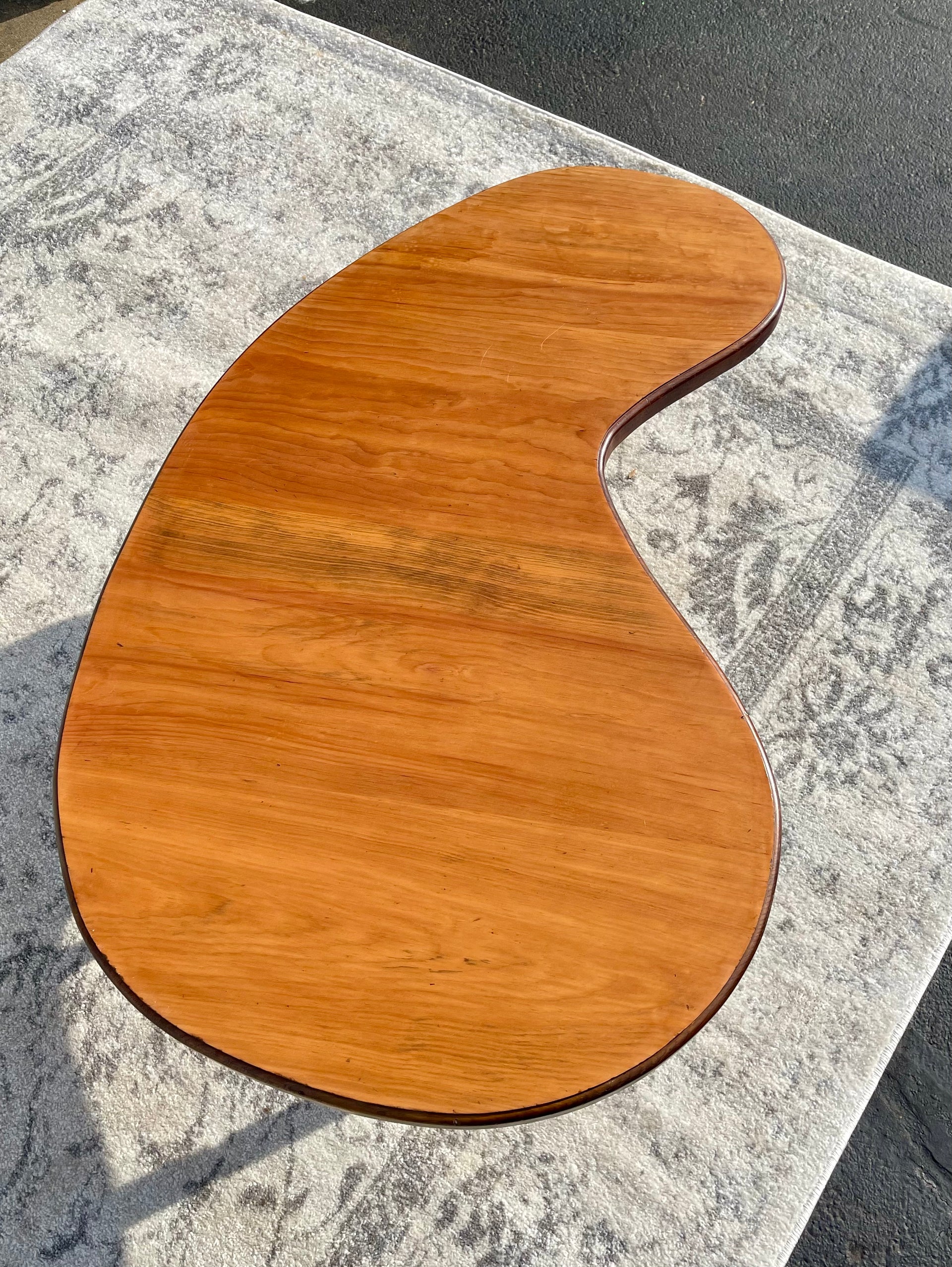 Mid Century Modern Refinished Kidney Shaped Coffee Table