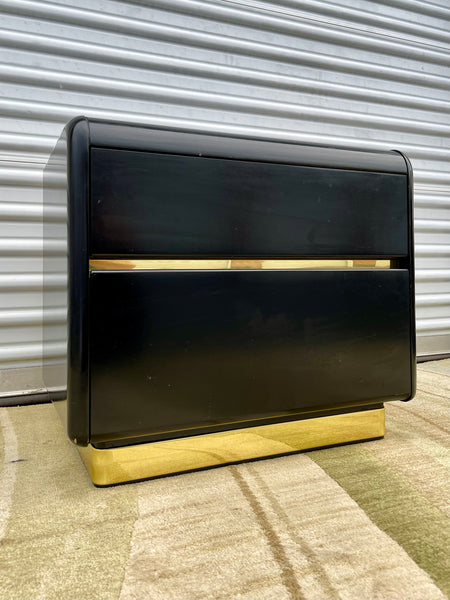 Lane Black Lacquer & Brass Side Table