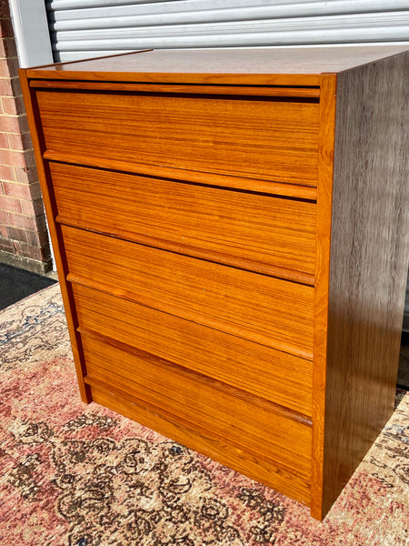 Danish Modern Teak Tallboy Dresser