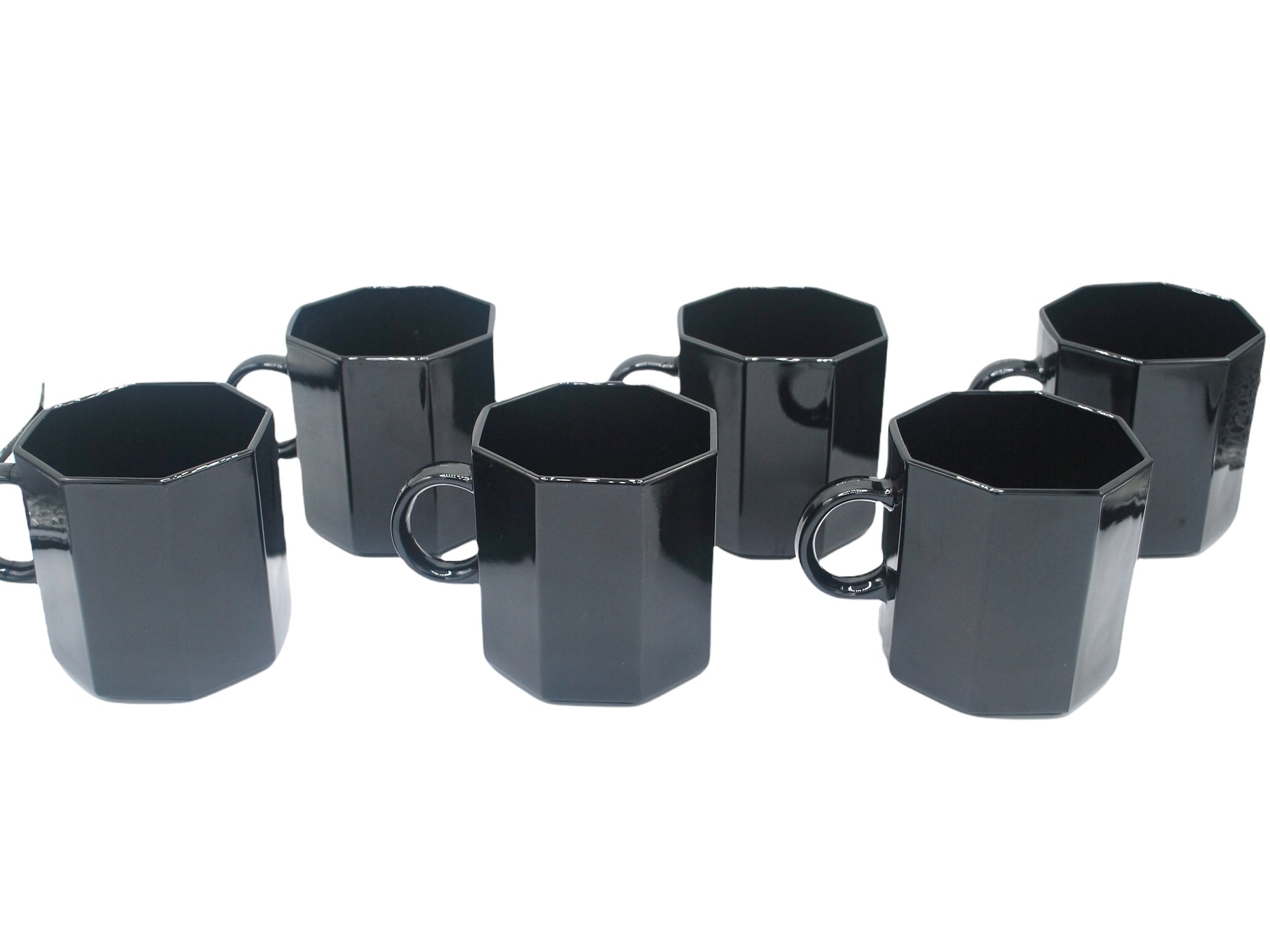 Black Arcoroc Octagonal Coffee Cups