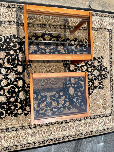 Danish Modern Teak Smoked Glass Nesting Tables