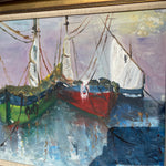 Mid Century Oil on Canvas Ship Painting