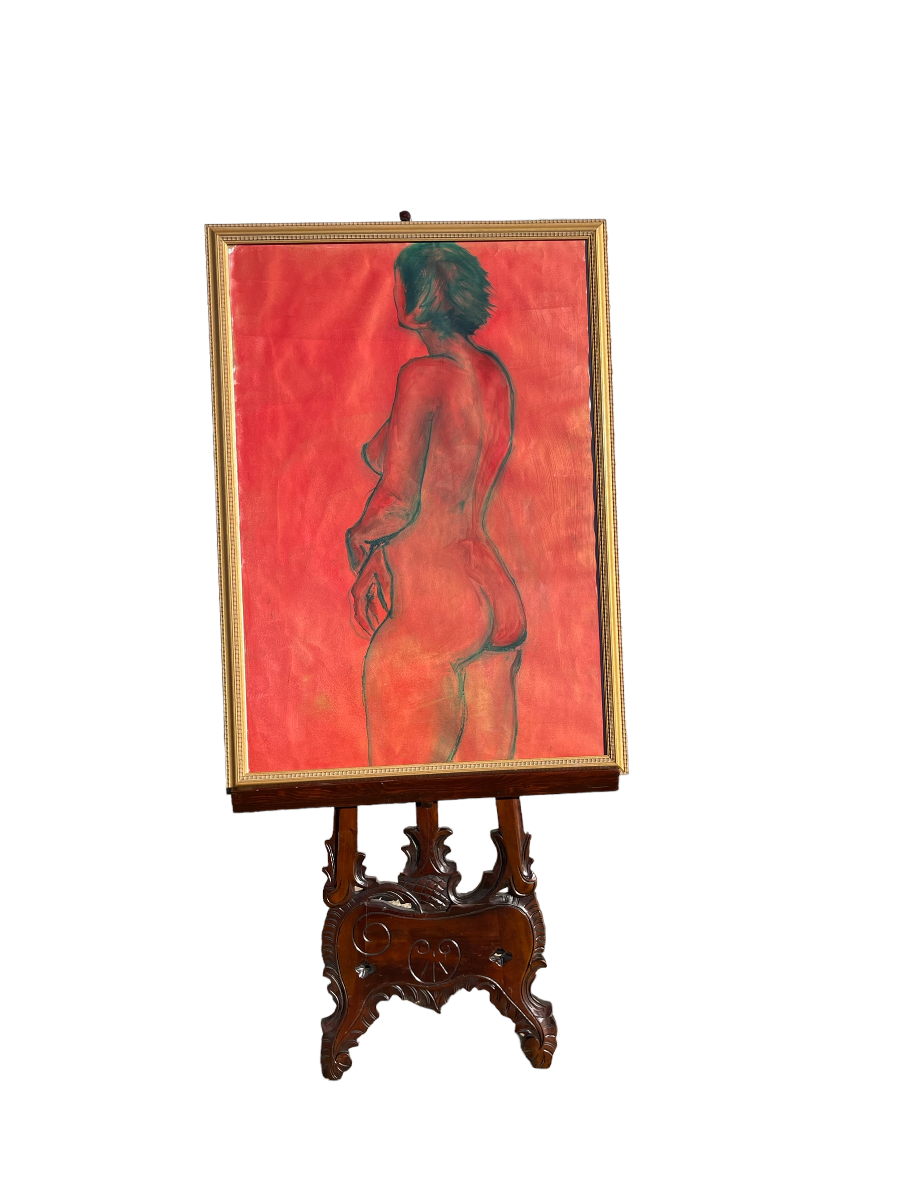 Nina Gelin-Meier Gold and Red Nude Painting #2