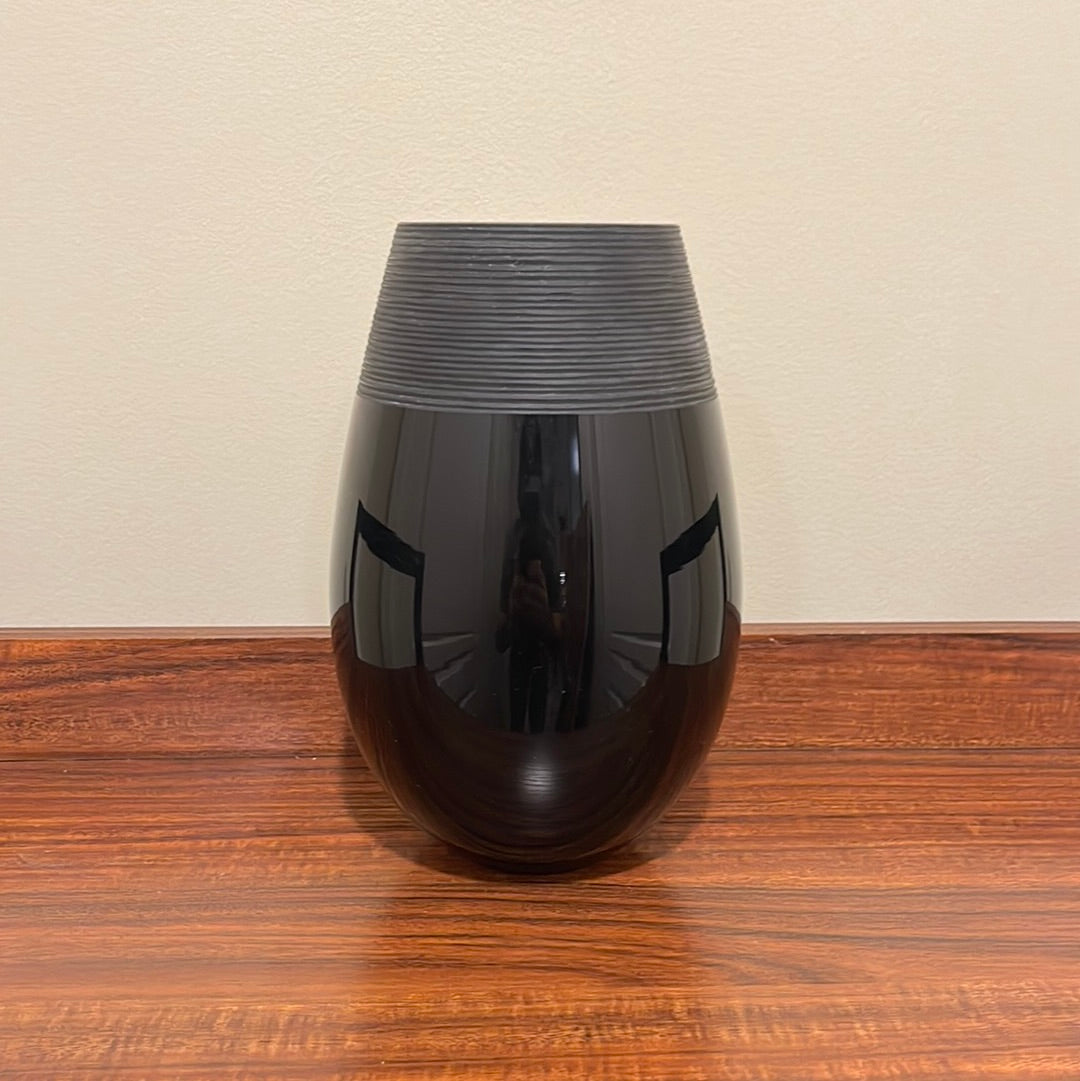 Hand Blown Black Glass Vase