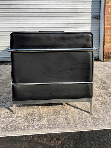 Le Corbusier LC3 Genuine Black Leather Sofa by Modway Furniture