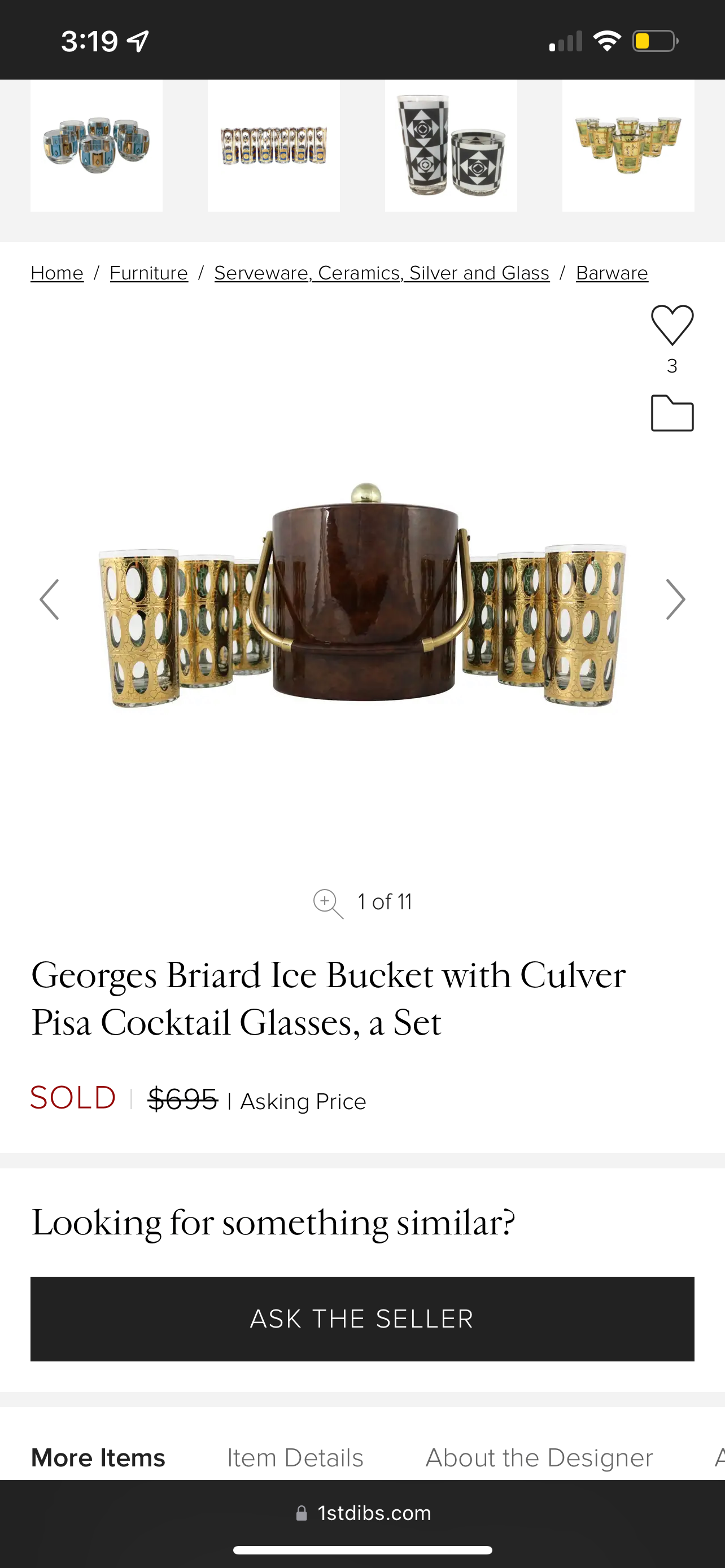 Georges Briard Tortoiseshell Ice Bucket