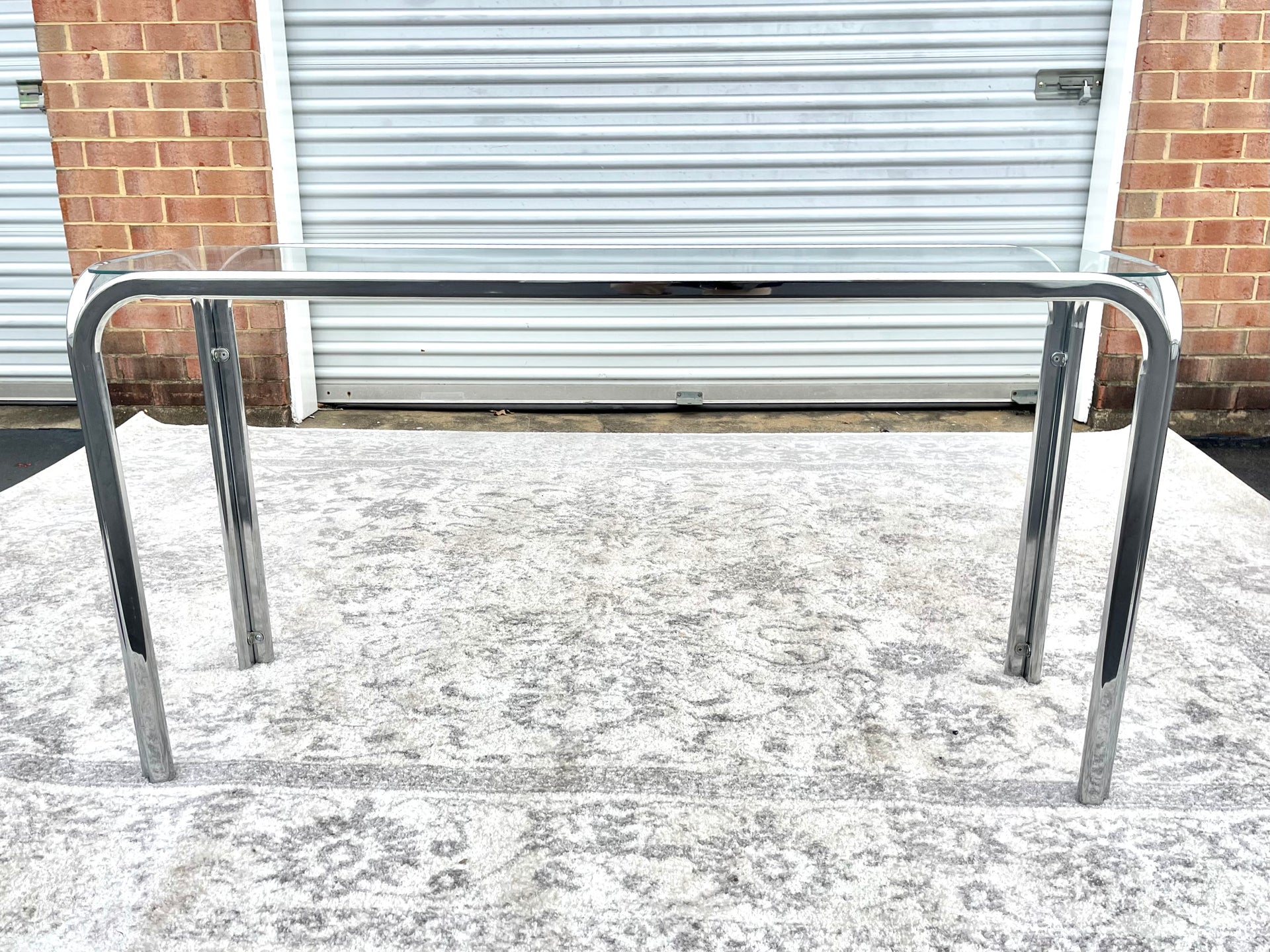 Vintage Chrome and Glass Console Table