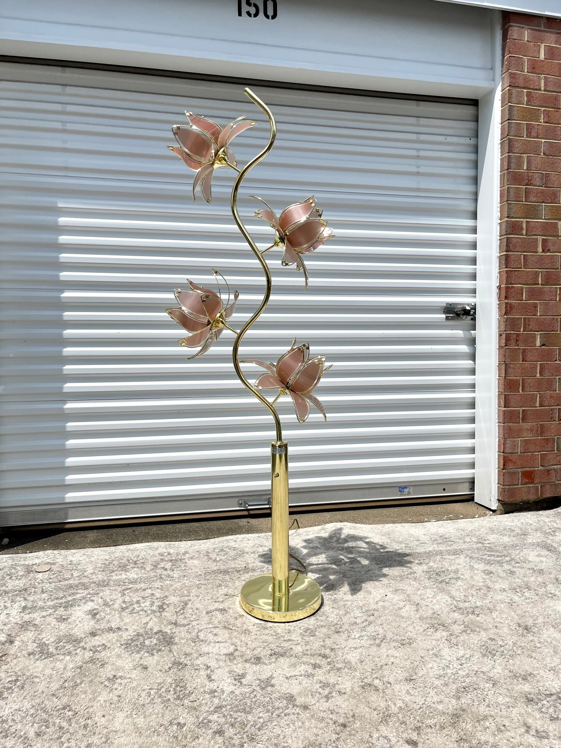 Italian Gold and Glass Lotus Floor Lamp