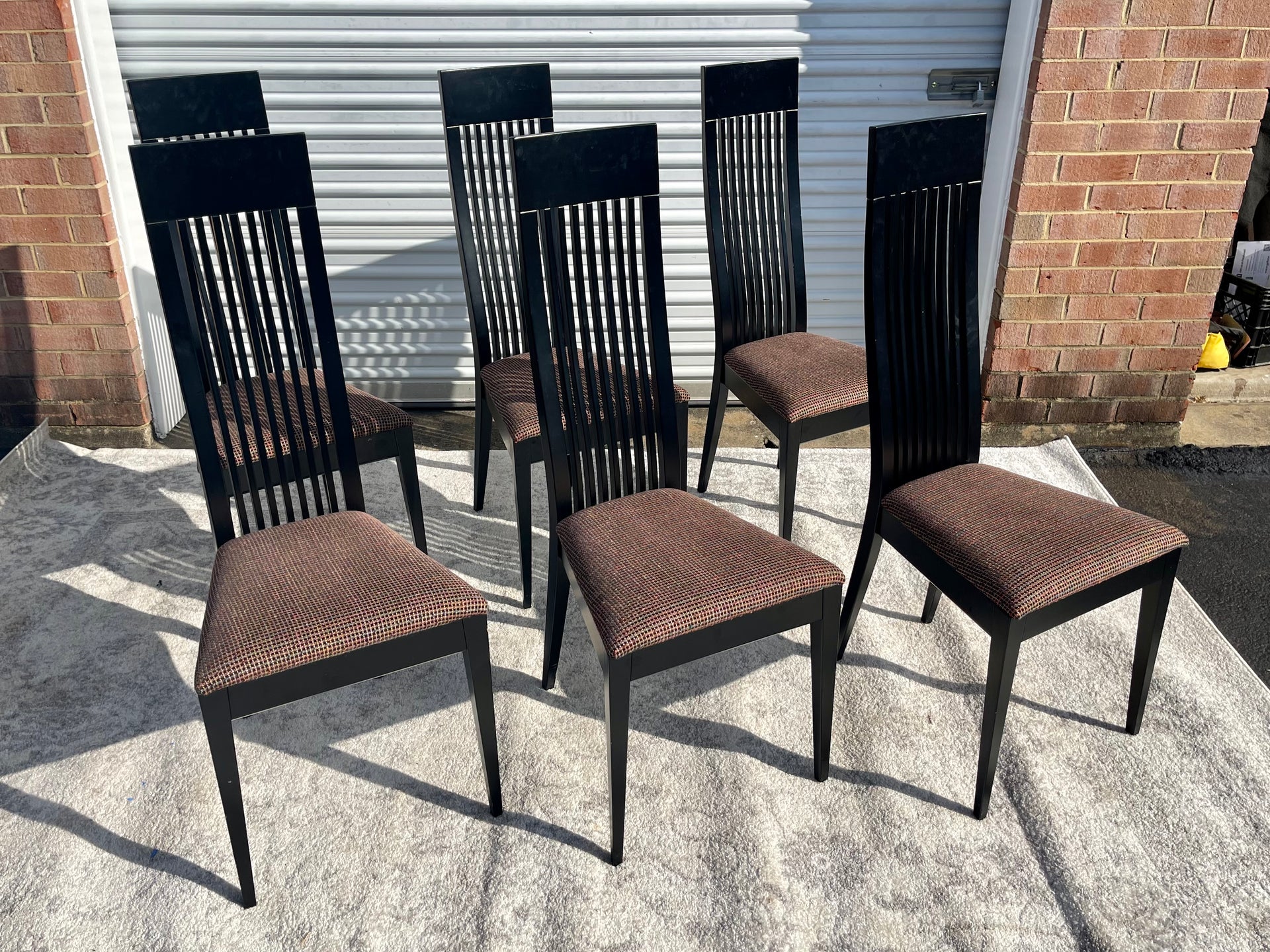Midcentury Tonon Italian Black Laquered Dining Chairs