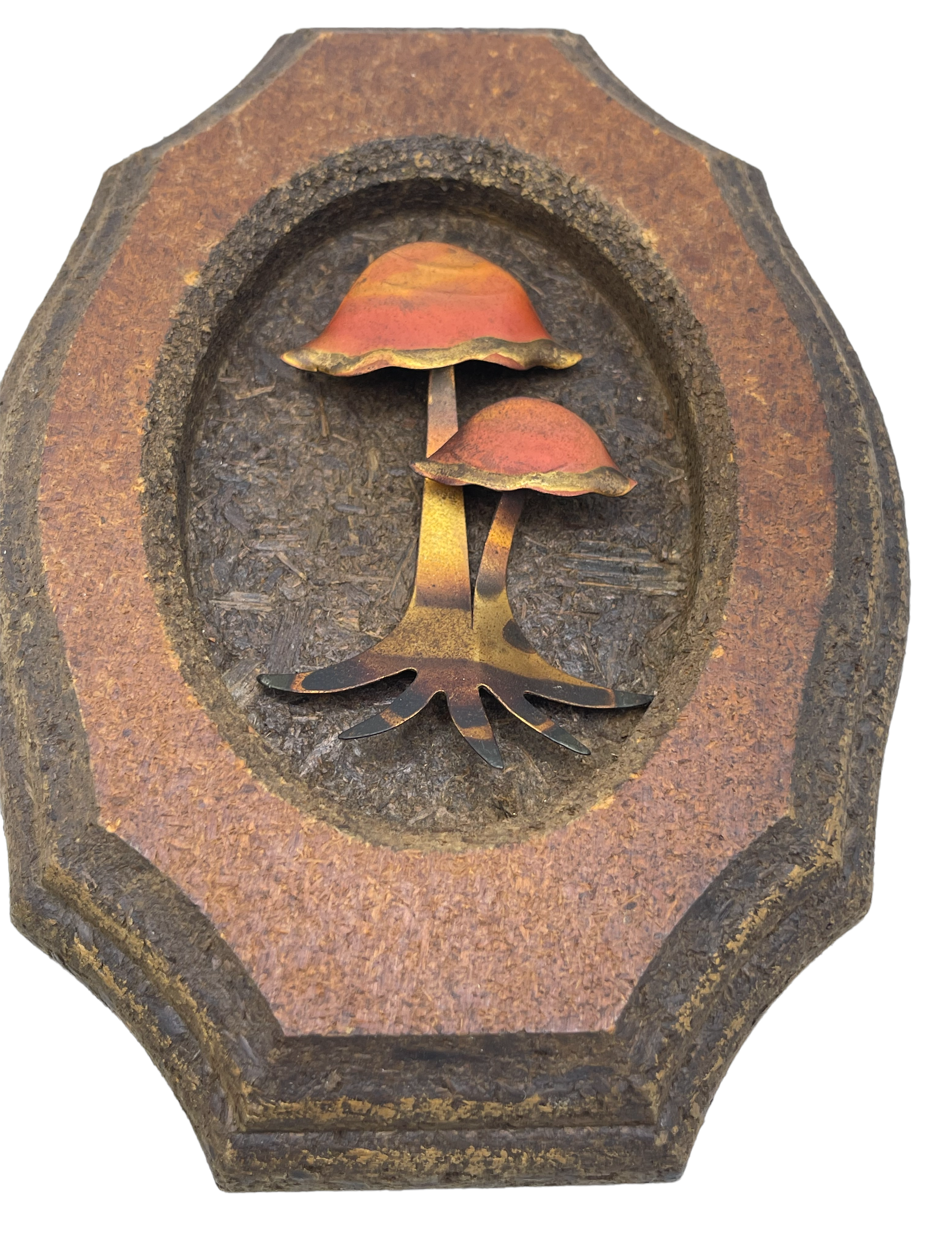 Jere Style Brutalist Copper Mushroom and Leaf Wall Decor