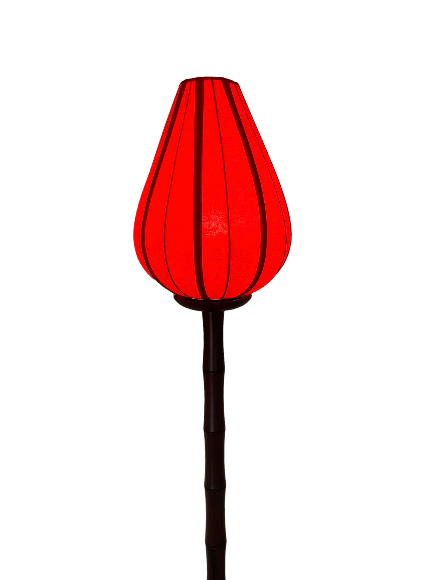 Chinese Lotus Floor Lamp with Red Shade