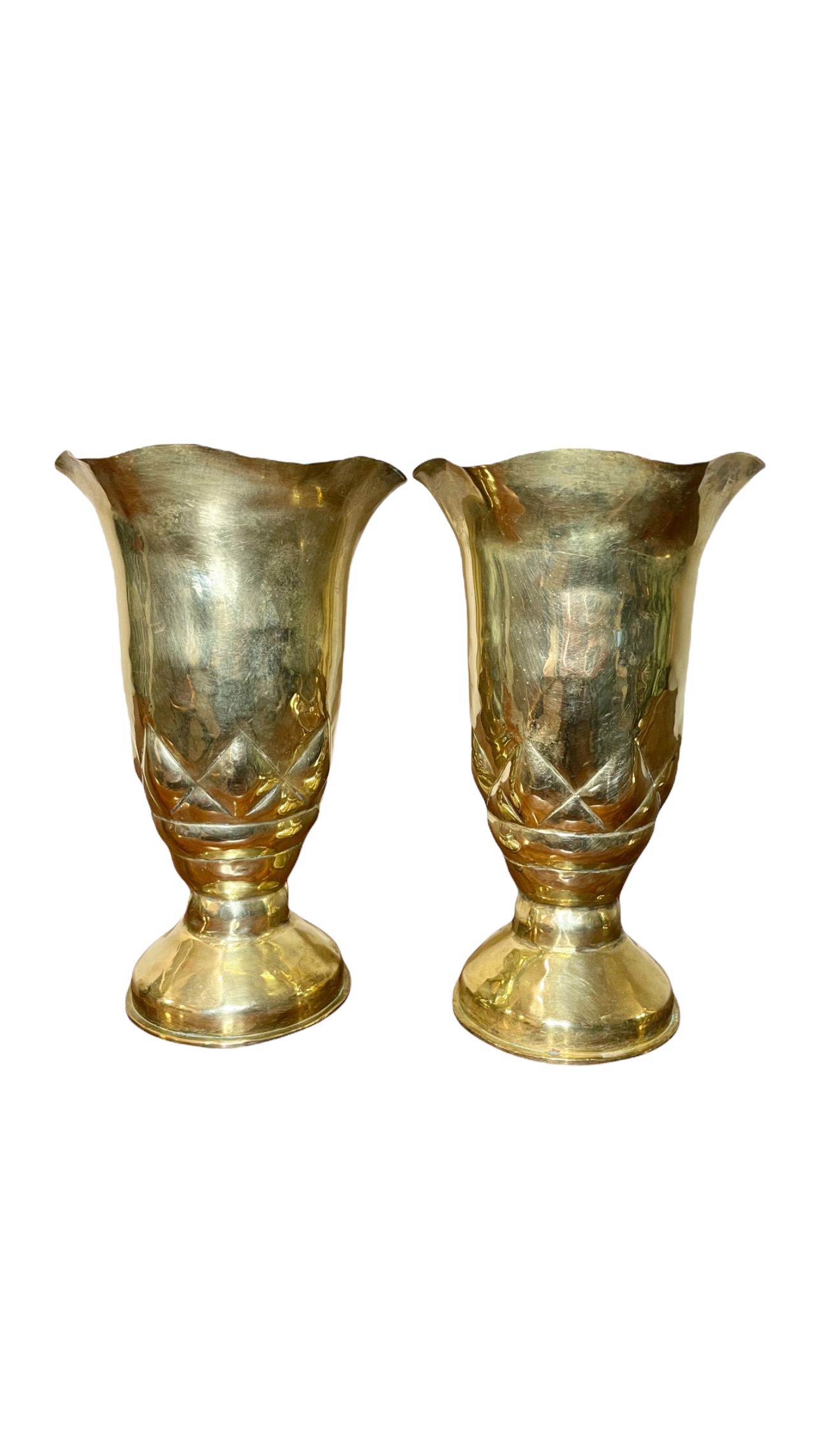 Hollywood Regency Heavy Brass Vases