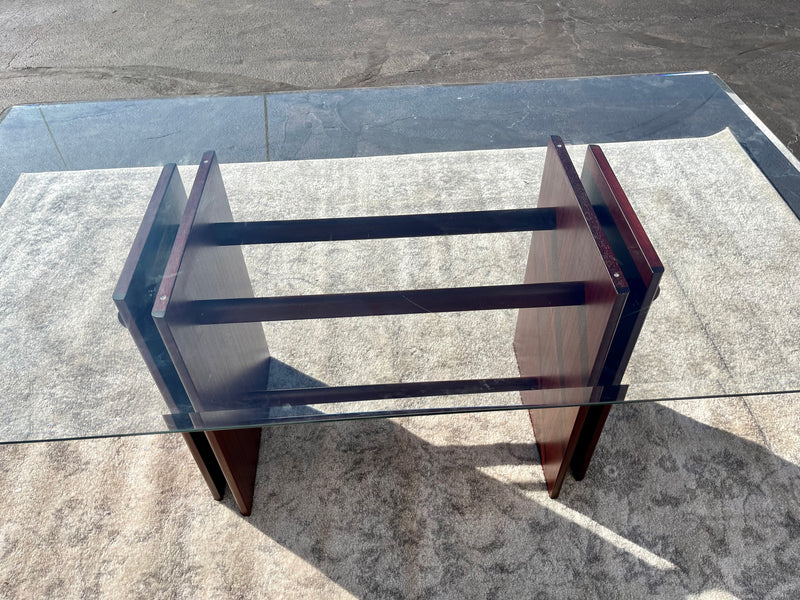 Danish Modern Rosewood and Glass Dining Table