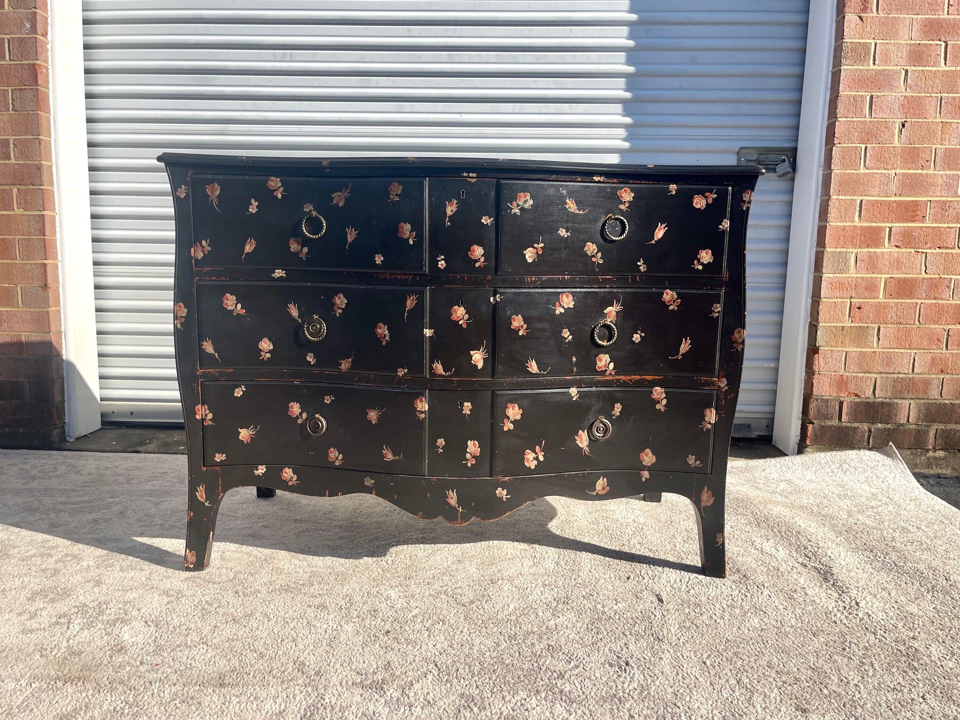 Black Louis XV Floral Commode