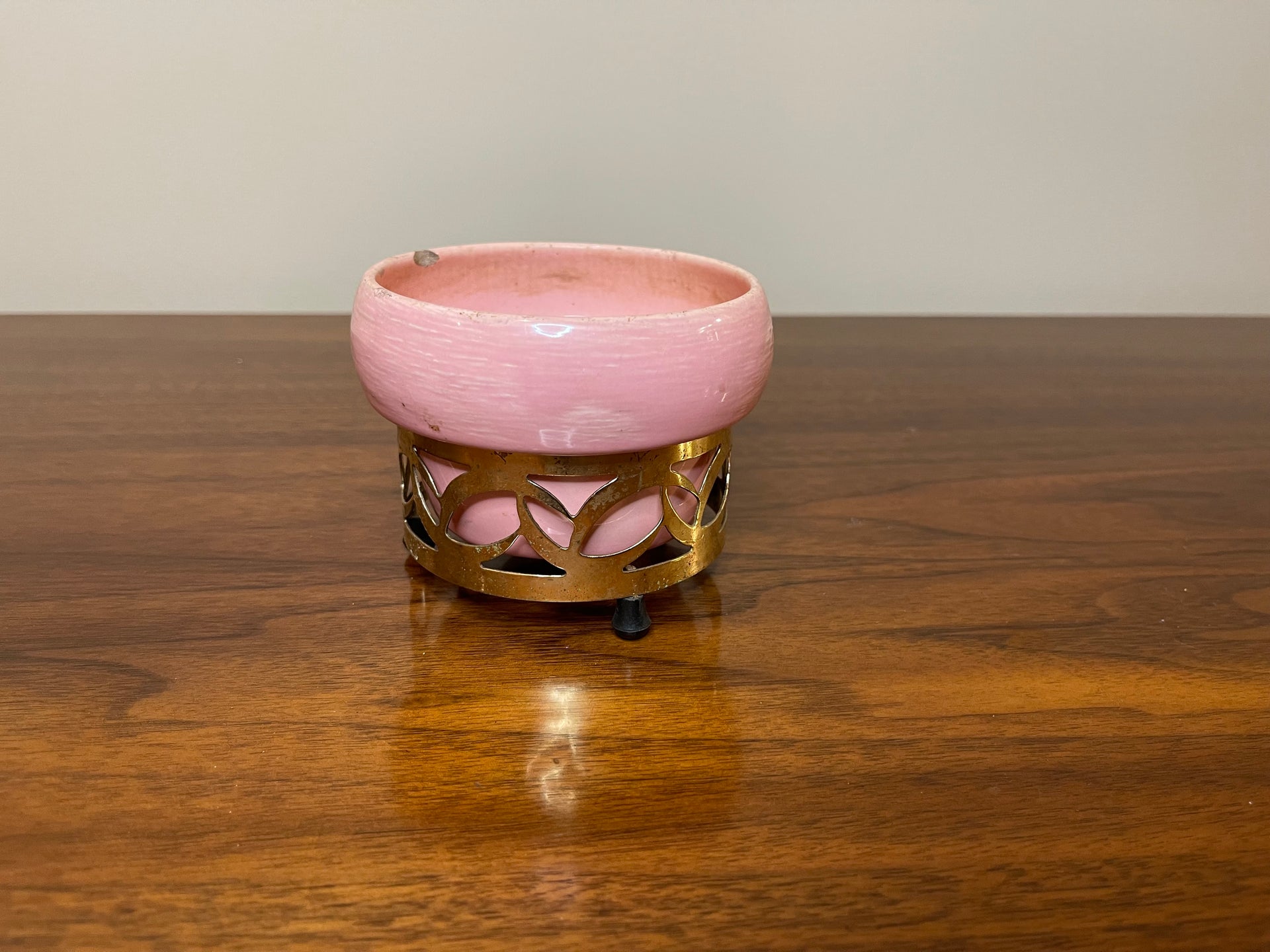 Pink Vase with Brass Stand