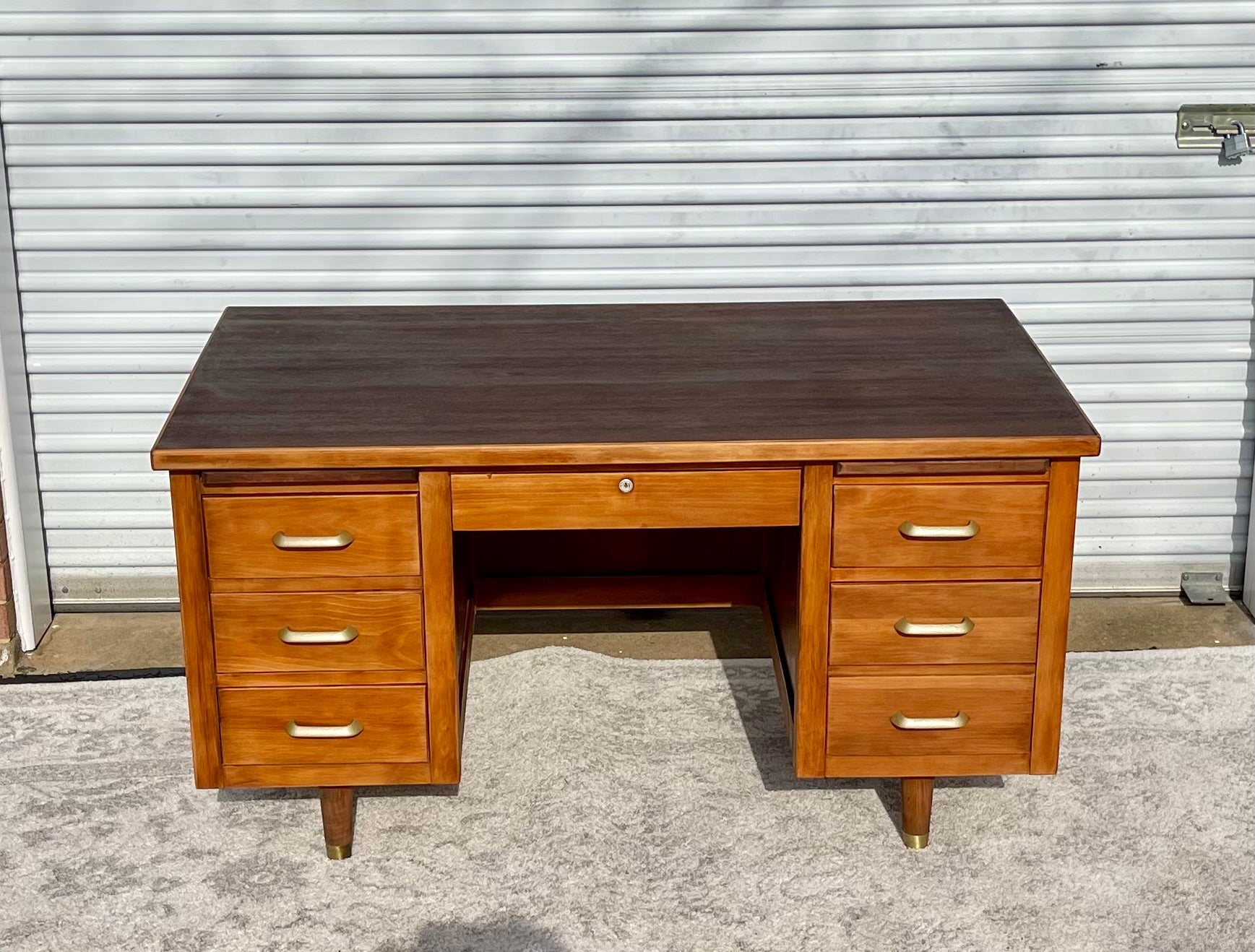 Refinished Mid Century Modern Executive Desk