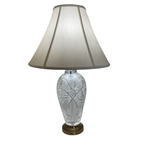 Large Leaded Crystal and Brass Lamp