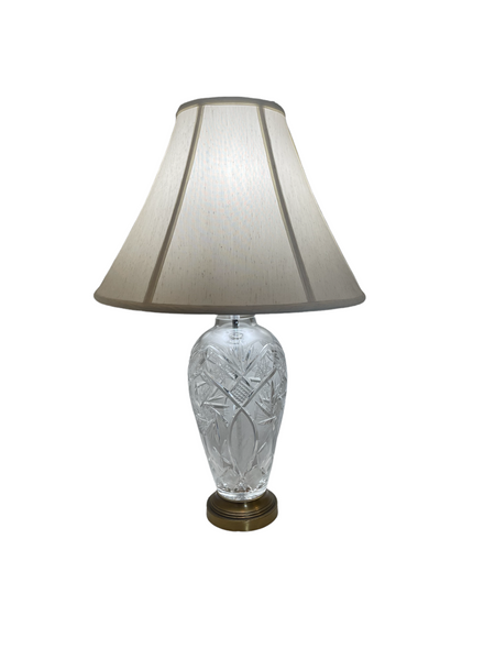 Large Leaded Crystal and Brass Lamp