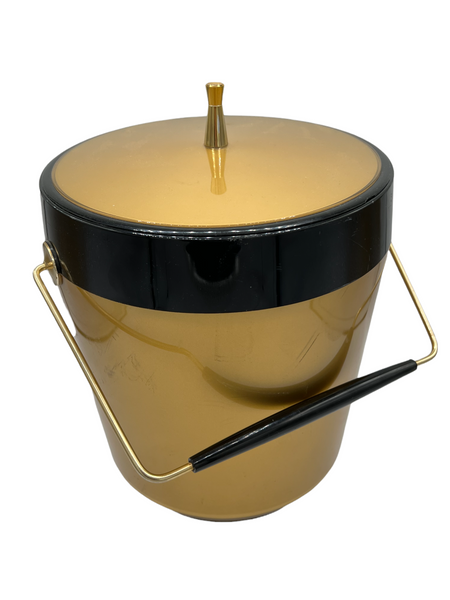 Midcentury Gold and Black Ice Bucket