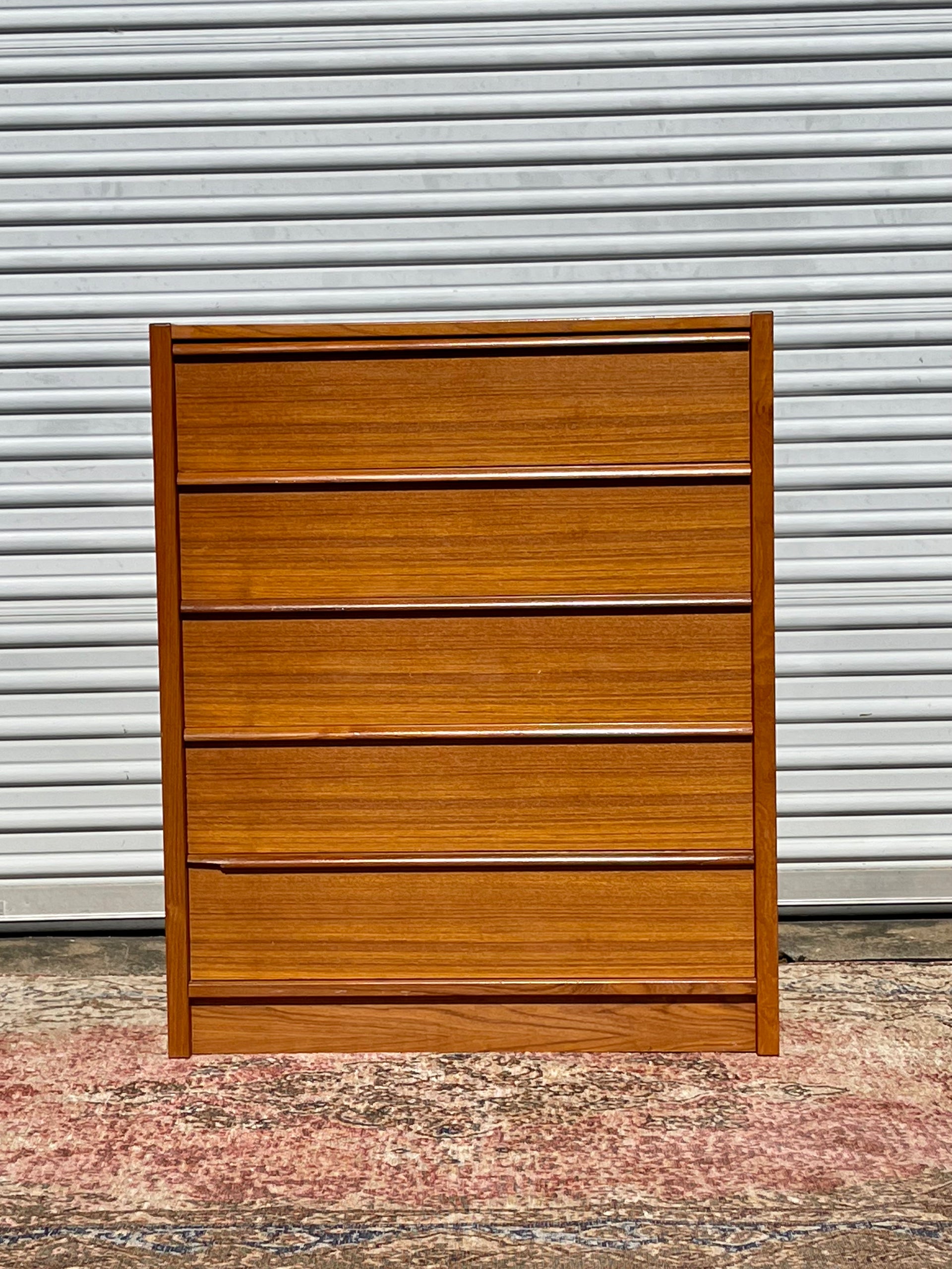 Danish Modern Teak Tallboy Dresser