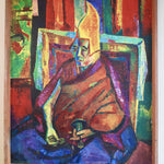 Weamann Mid Century Oil on Canvas Tibetan Monk Painting