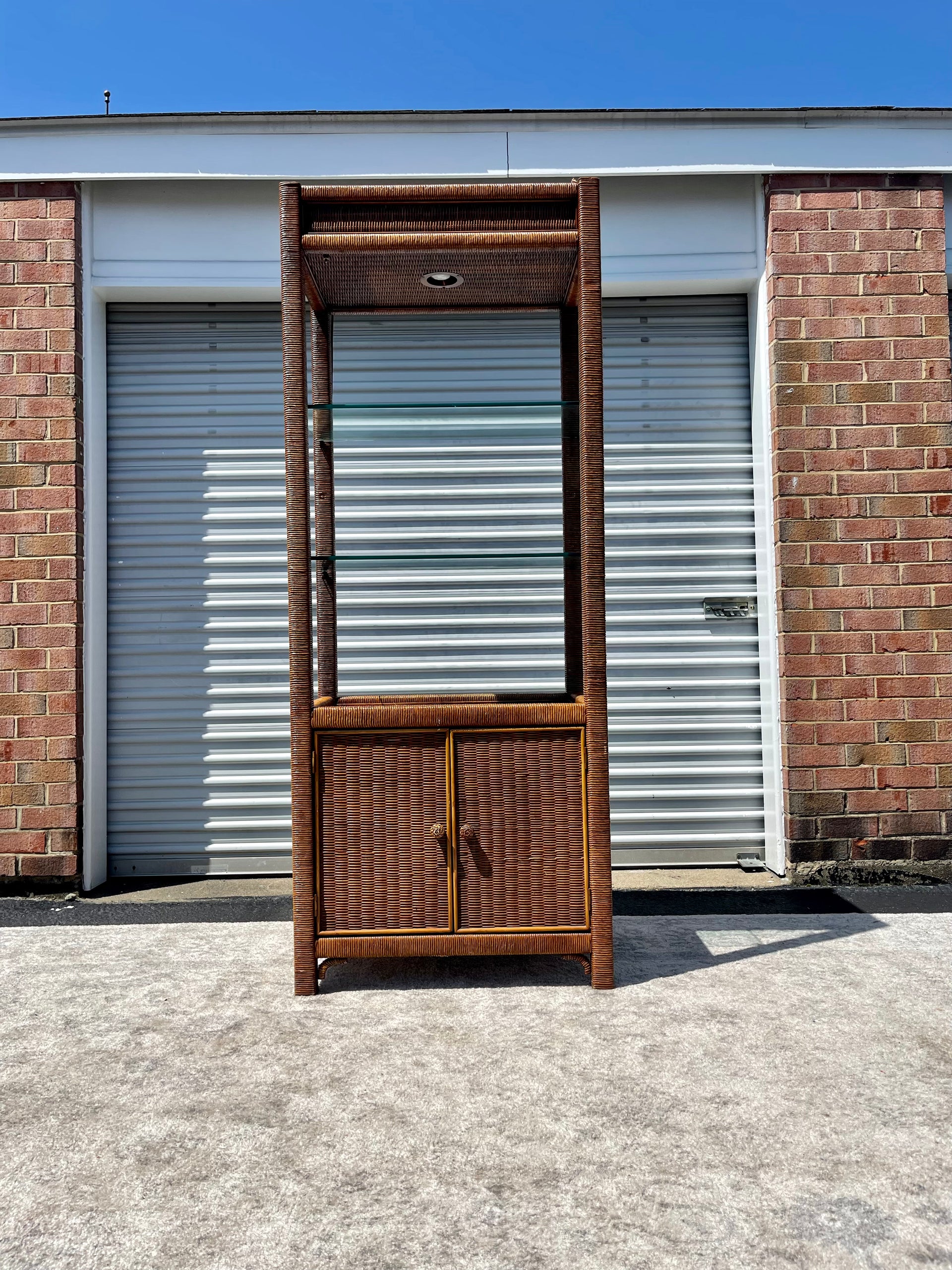Bamboo and Rattan Boho Etagere