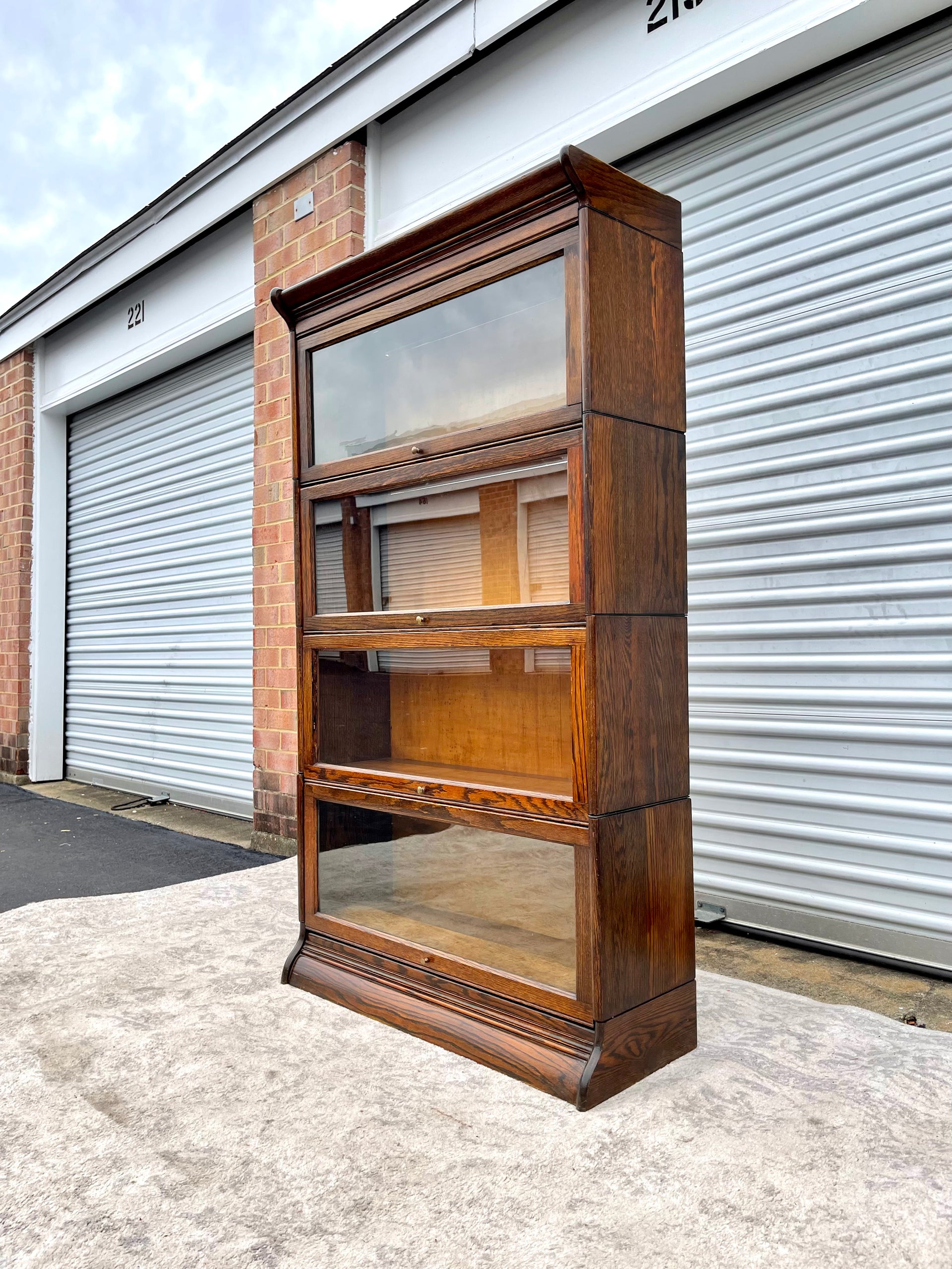 Antique Tiger Oak Four Stack Barrister Bookcase