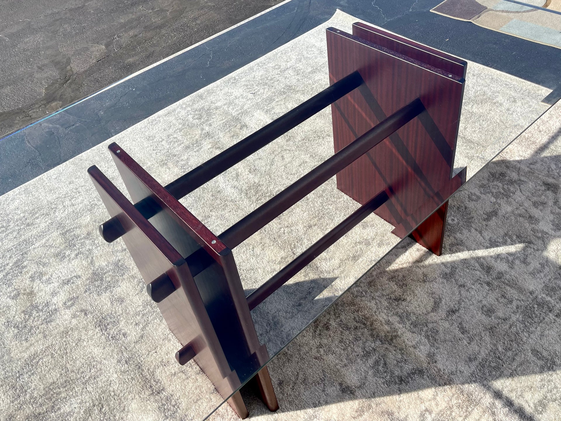 Danish Modern Rosewood and Glass Dining Table
