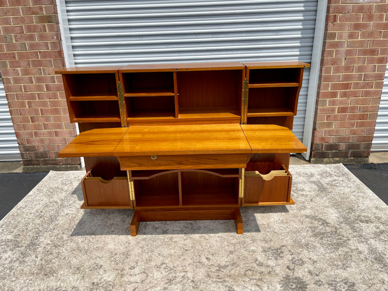 Danish Modern Teak Collapsible “Magic Box” Home Office Secretary Desk