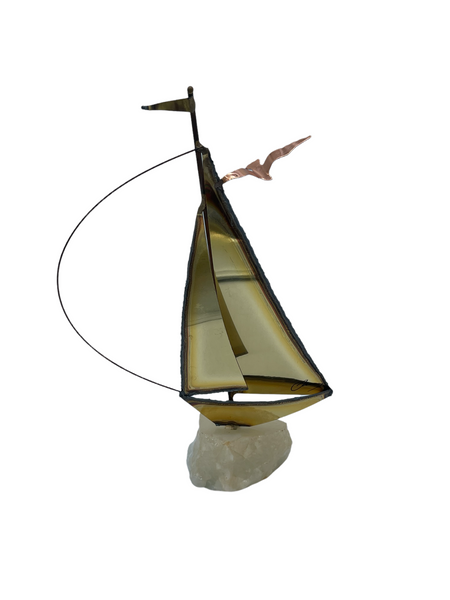 Midcentury Jere Style Brass Sailboat Sculpture