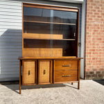 Mid Century Rattan Glass Fronted China Cabinet