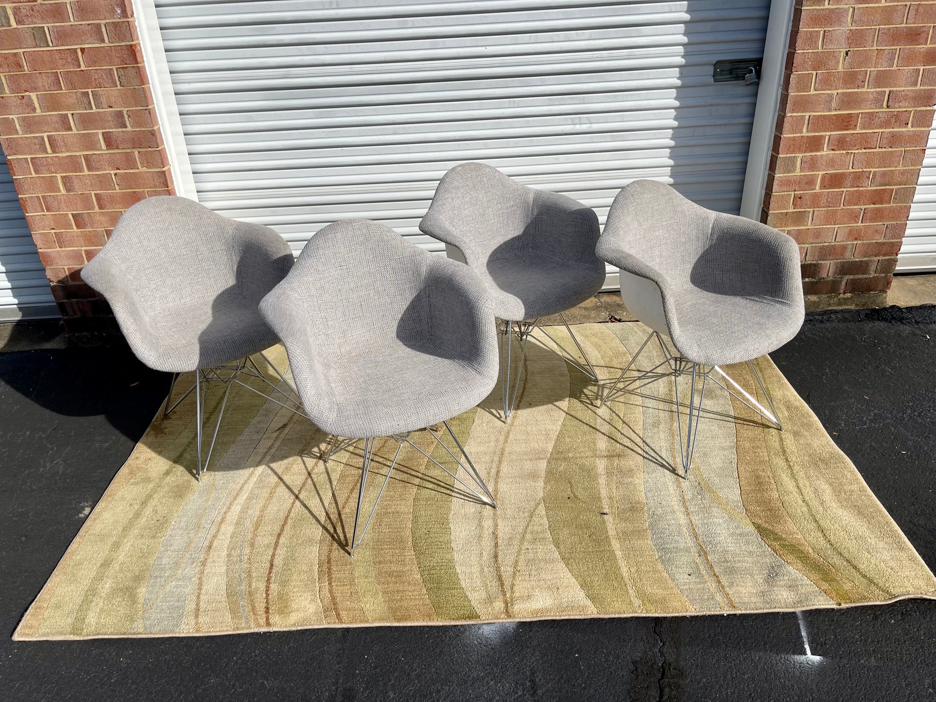 Herman Miller Eames Style Upholstered Wire Base Chairs